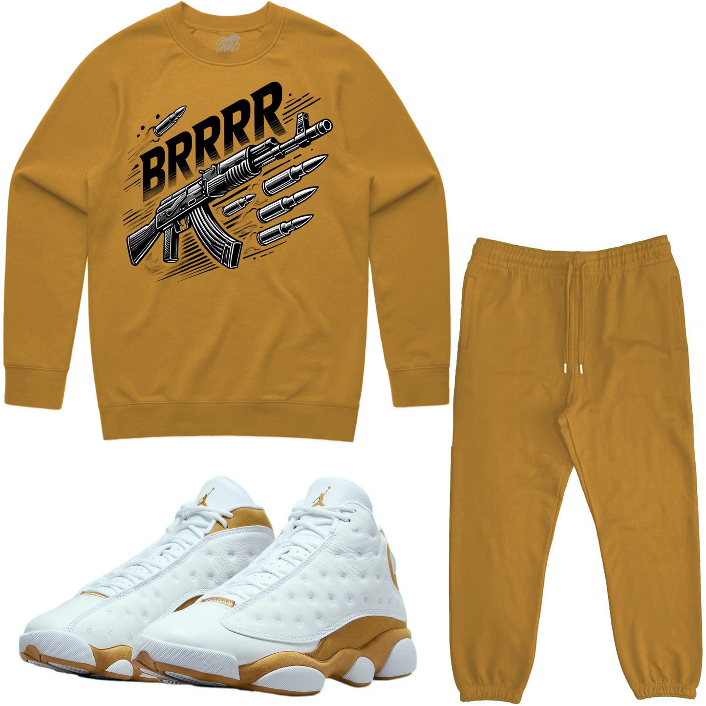 Wheat 13s Sneaker Outfit - Sweater & Jogger Sweat Suit - Brrr