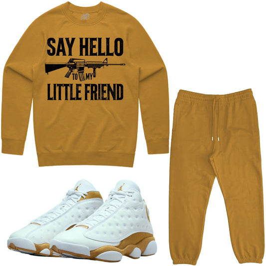 Wheat 13s Sneaker Outfit - Sweater & Jogger Sweat Suit - Little Friend