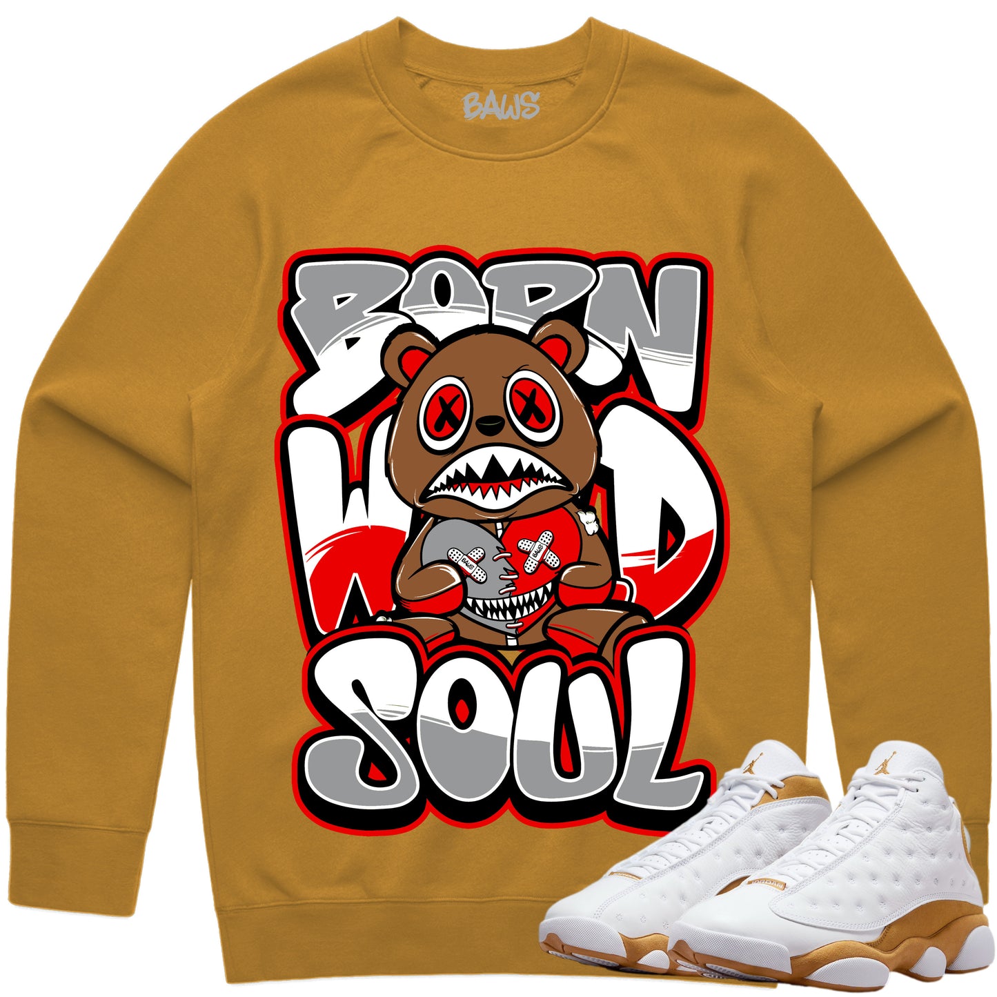 Wheat 13s Sweater - Jordan 13 Sweatshirt to Match - Born Wild Baws