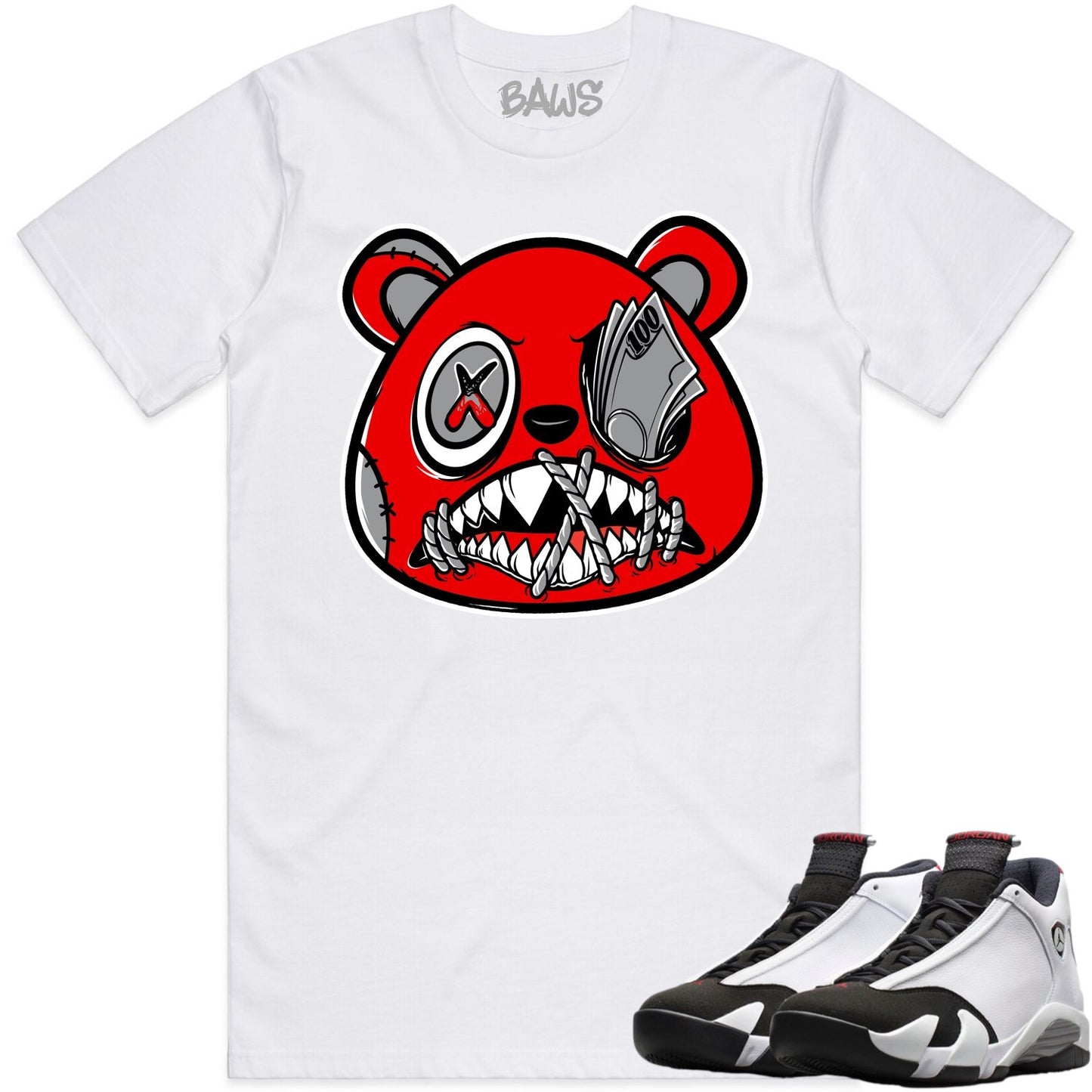 Black Toe 14s Shirt to Match - Jordan 14 Sneaker Tees - Money Talks Baws