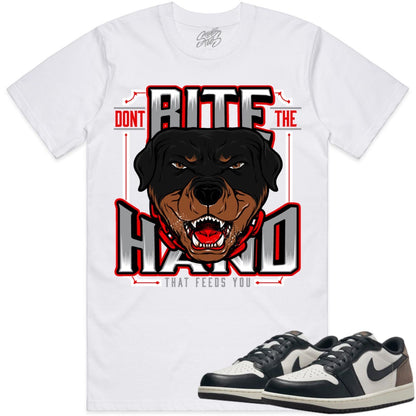 Mocha Low 1s Shirt to Match - Jordan 1 Low Sneaker Tees - Dont Bite The Hand