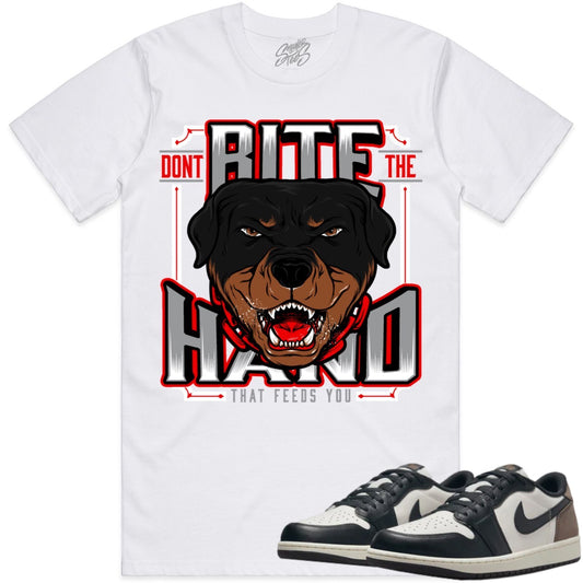 Mocha Low 1s Shirt to Match - Jordan 1 Low Sneaker Tees - Dont Bite The Hand