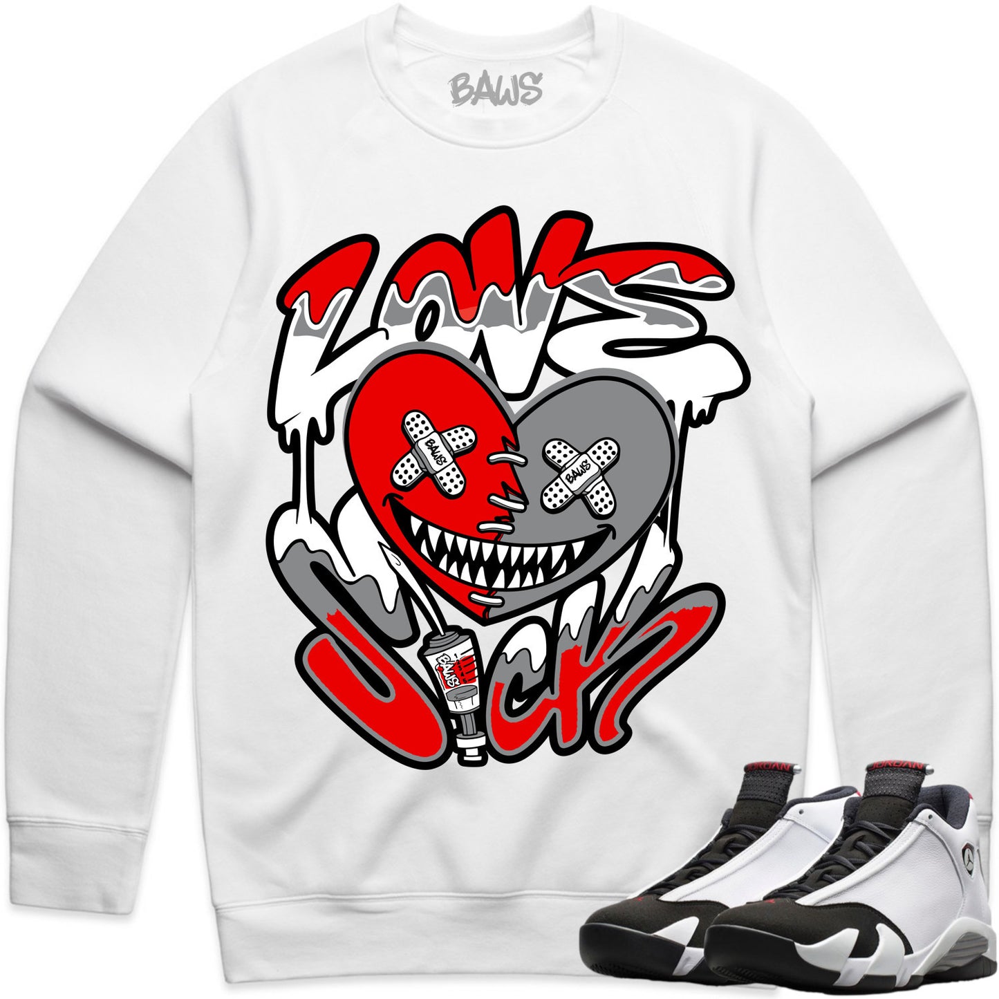 Black Toe 14s Sweater to Match - Jordan 14 Sneaker Tees - Love Sick Baws