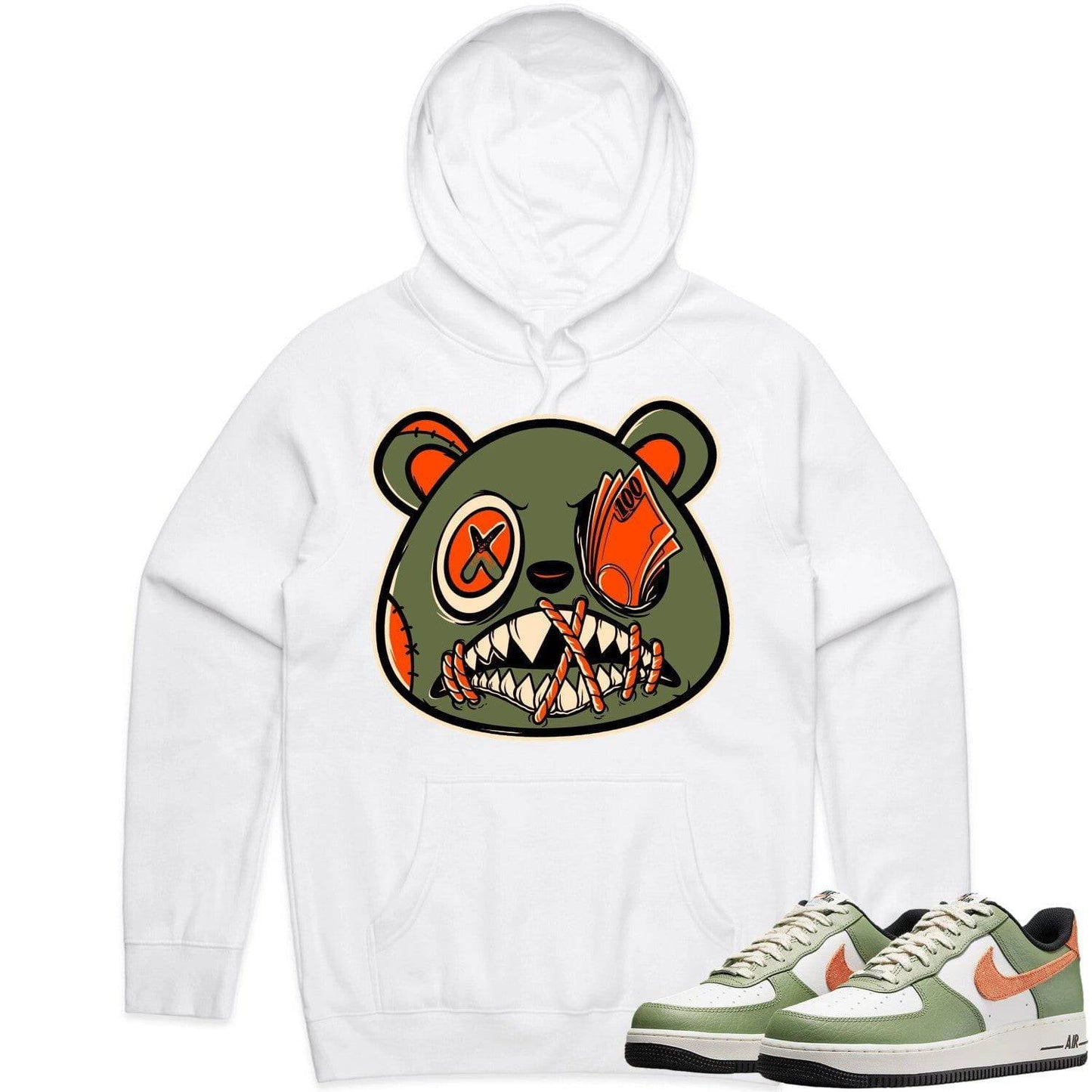 Air Force 1 Oil Green Hoodie - AF1 Oil Green Hoodie - Money Talks Baws