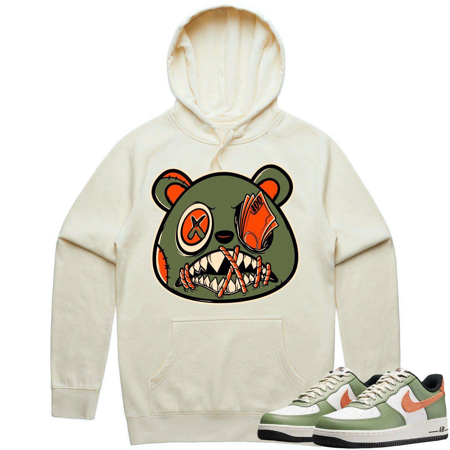 Air Force 1 Oil Green Hoodie - AF1 Oil Green Hoodie - Money Talks Baws