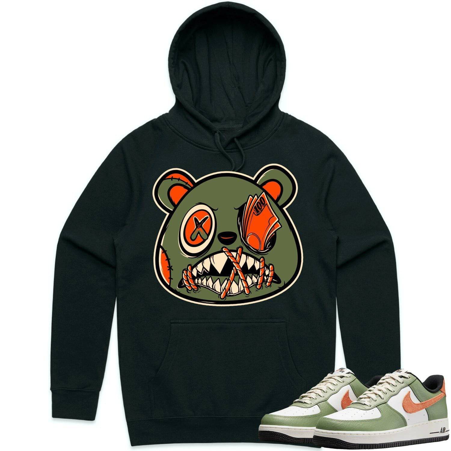 Air Force 1 Oil Green Hoodie - AF1 Oil Green Hoodie - Money Talks Baws