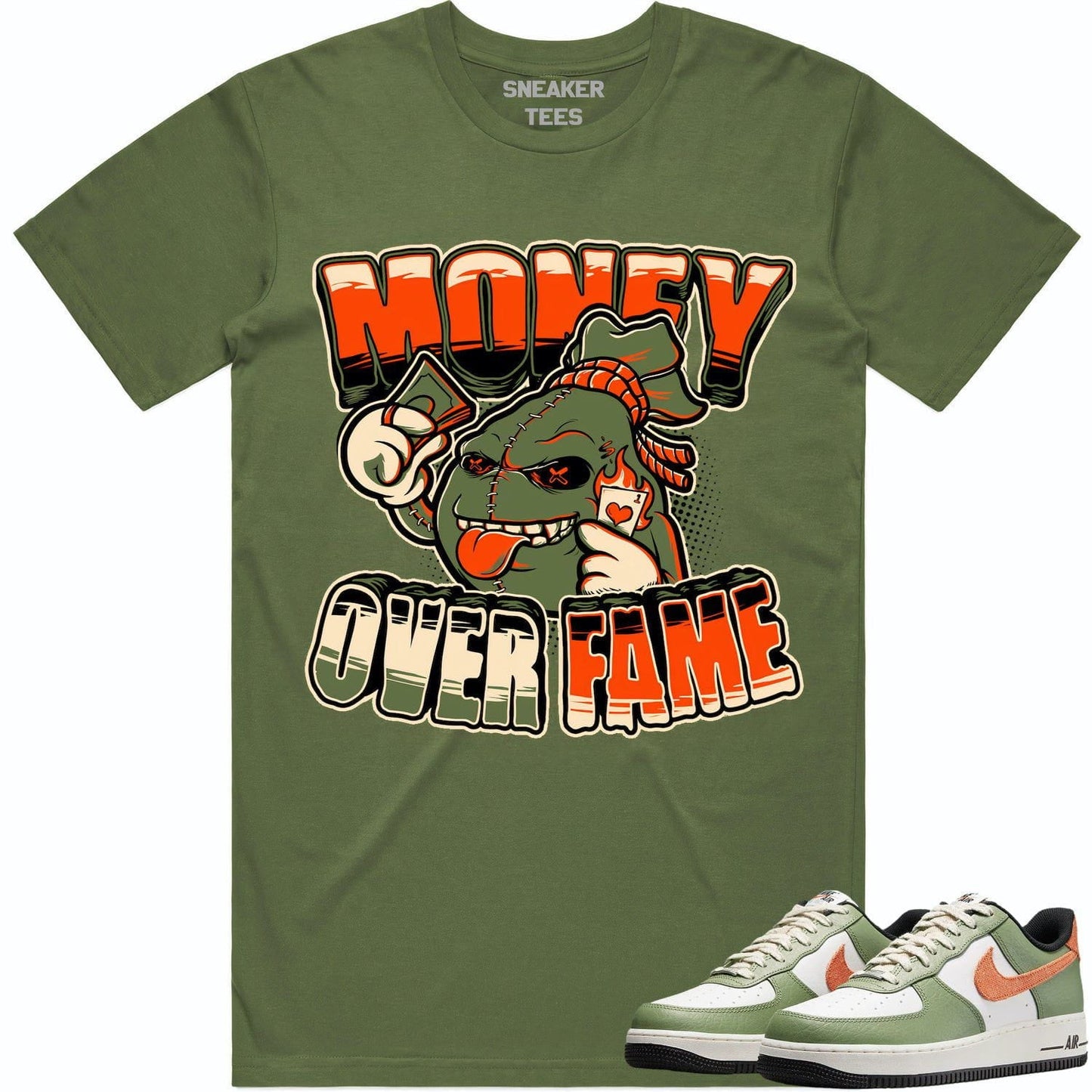 Air Force 1 Oil Green Shirt - AF1 Oil Green Shirts - Celadon Money