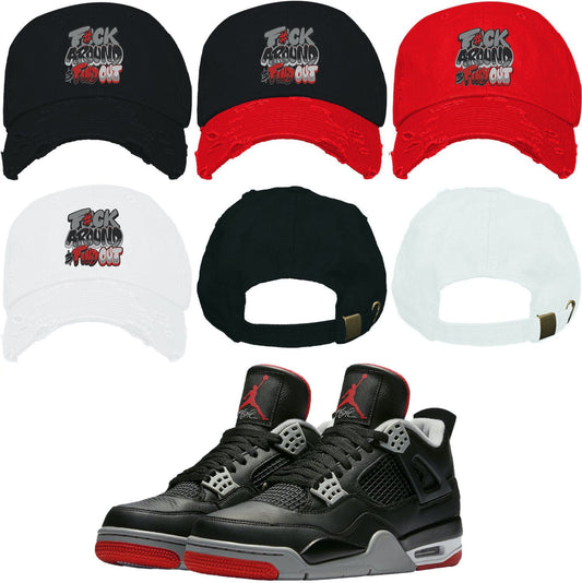 Bred 4s Dad Hat - Jordan 4 Bred Reimagined Hats - Red F#ck