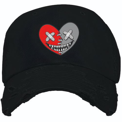 Bred 4s Dad Hat - Jordan 4 Bred Reimagined Hats - Red Heart