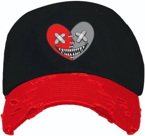 Bred 4s Dad Hat - Jordan 4 Bred Reimagined Hats - Red Heart