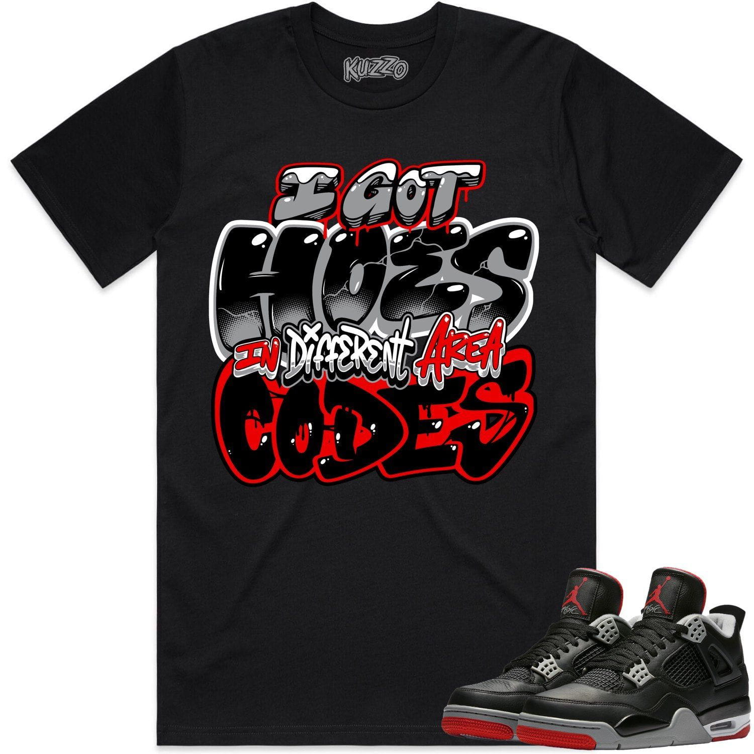 Bred 4s Shirt - Jordan 4 Bred Reimagined 4s Shirts - Area Codes