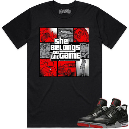 Bred 4s Shirt - Jordan 4 Bred Reimagined 4s Shirts - Red Game