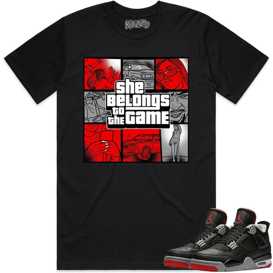 Bred 4s Shirt - Jordan 4 Bred Reimagined 4s Shirts - Red Game