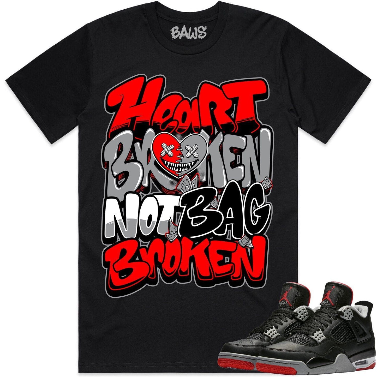Bred 4s Shirt - Jordan 4 Reimagined Bred Shirts - Heart Broken
