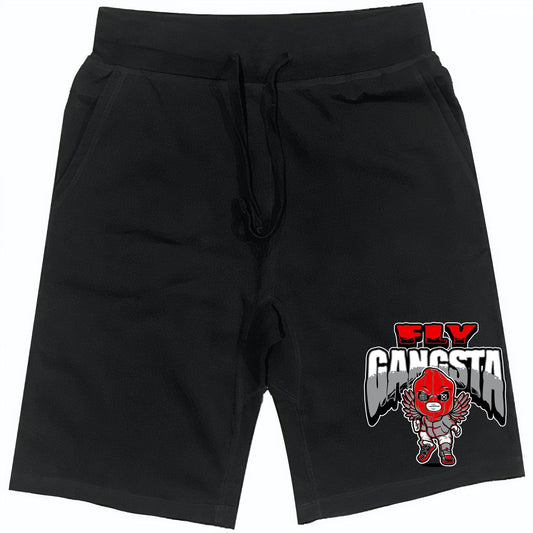 Bred 4s Shorts - Jordan Retro 4 Bred Reimagined Shorts - Fly Gangsta
