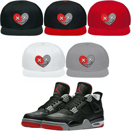 Bred 4s Snapback Hat - Jordan 4 Bred Reimagined Hats - Heart