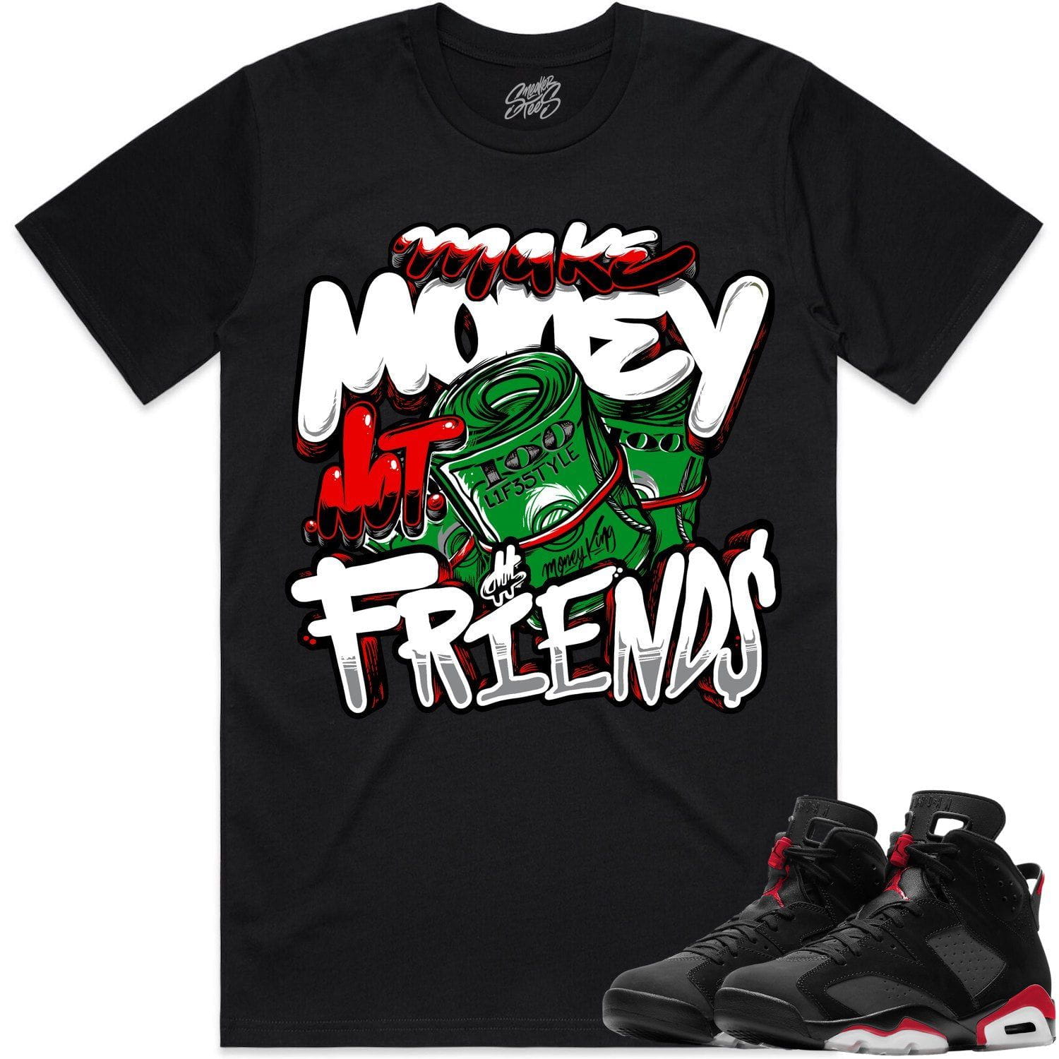 Bred 6s Shirt to Match - Jordan 6 Sneaker Tees - Make Money