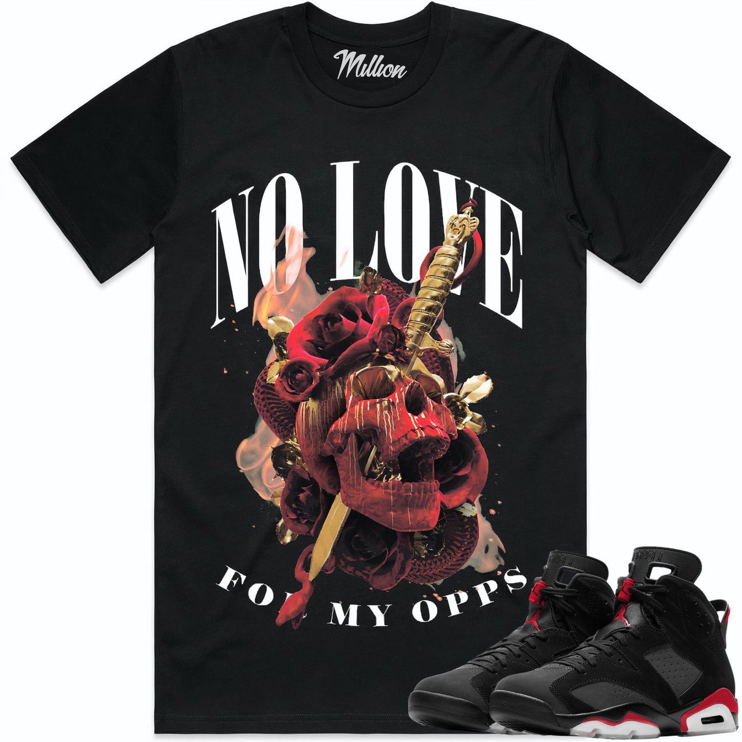 Bred 6s Sneaker Tees - Shirt to Match - Jordan 6 Bred - No Love