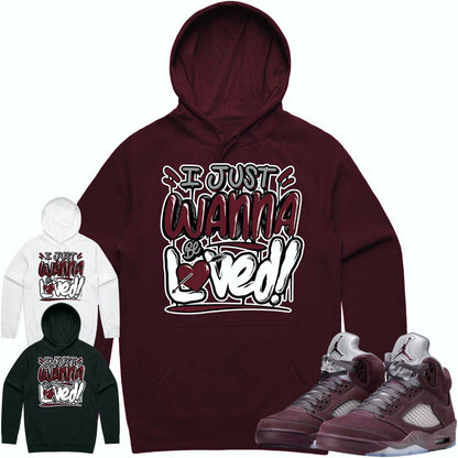 Burgundy 5s Hoodie - Jordan Retro 5 Burgundy Hoodie - Loved