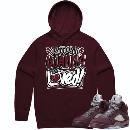 Burgundy 5s Hoodie - Jordan Retro 5 Burgundy Hoodie - Loved