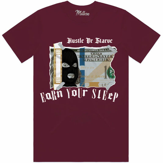 Burgundy 5s Shirt to Match - Jordan Retro 5 Sneaker Tees - Earn Sleep