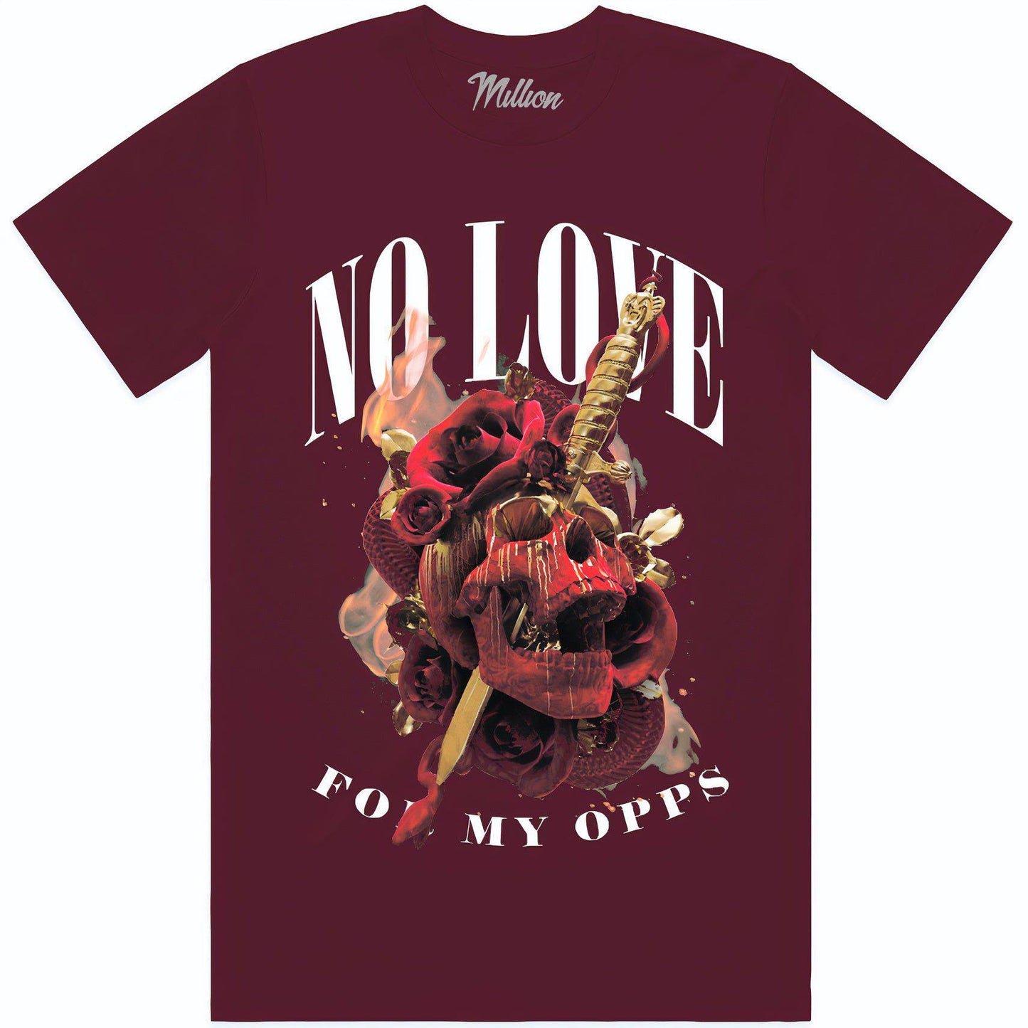 Burgundy 5s Shirt to Match - Jordan Retro 5 Sneaker Tees - No Love