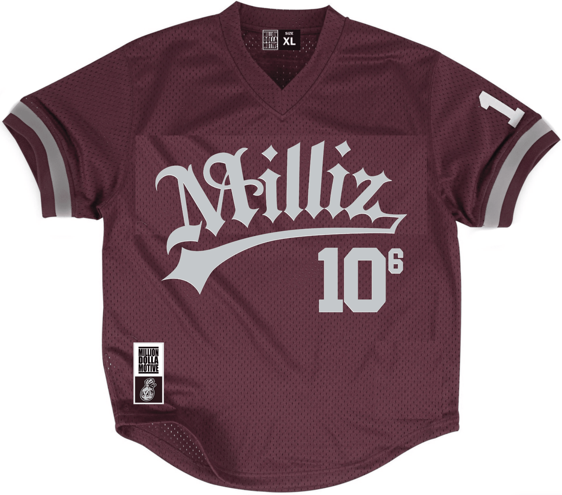 Burgundy Crush 3s Baseball Jersey - Milliz