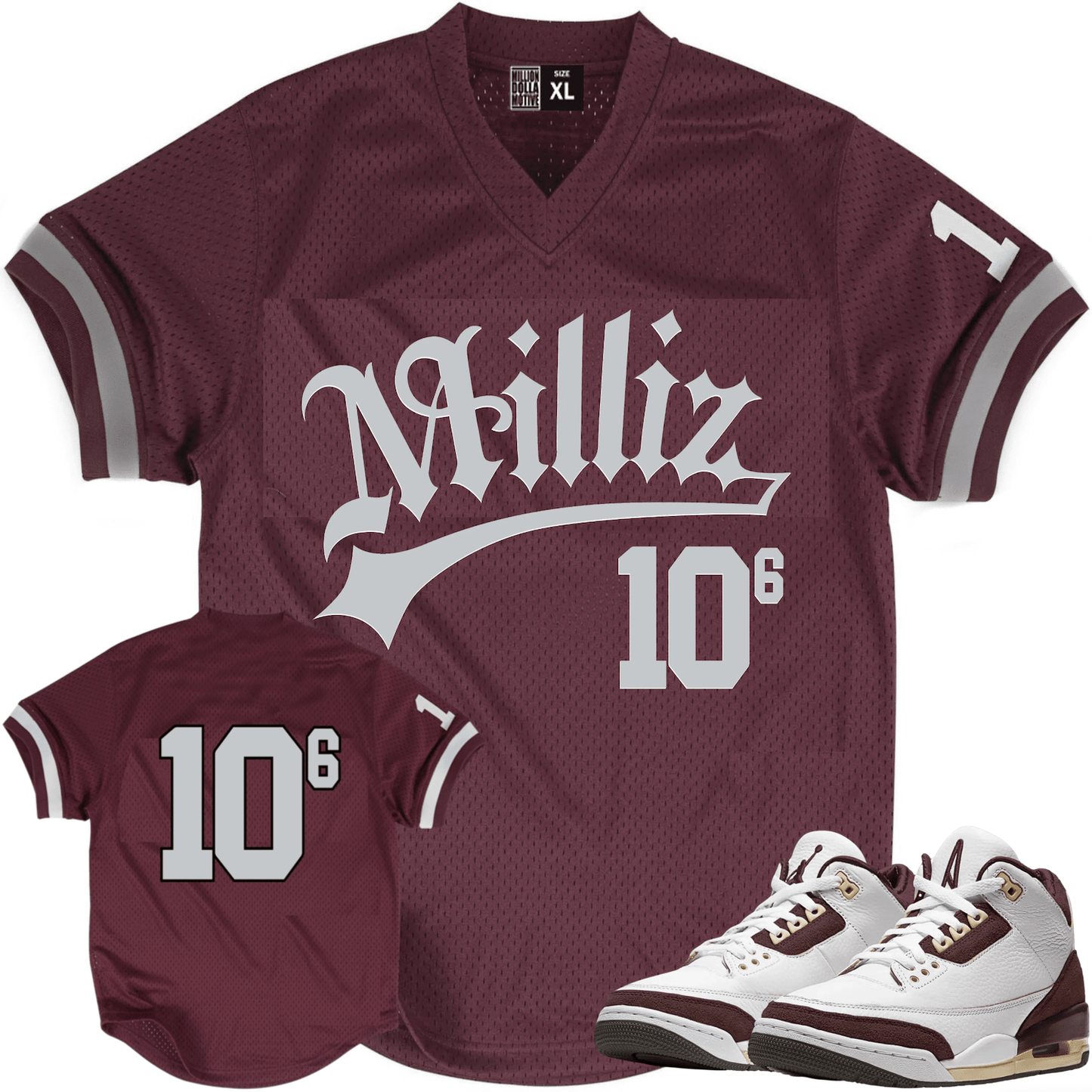 Burgundy Crush 3s Baseball Jersey - Milliz