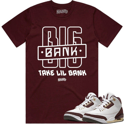 Burgundy Crush 3s Shirts - Jordan Retro 3 Sneaker Tees - Big Bank