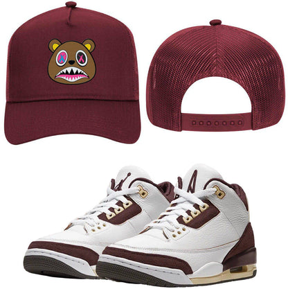 Burgundy Crush 3s Trucker Hats - Jordan Retro 3 Hats - Crazy Baws