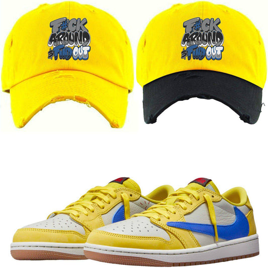 Canary 1s Dad Hats - Jordan 1 Low Canary Yellow Hats - F#ck