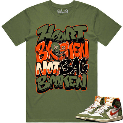 Celadon 1s Shirt - Jordan Retro 1 Celadon 1s Shirts - Heart Broken