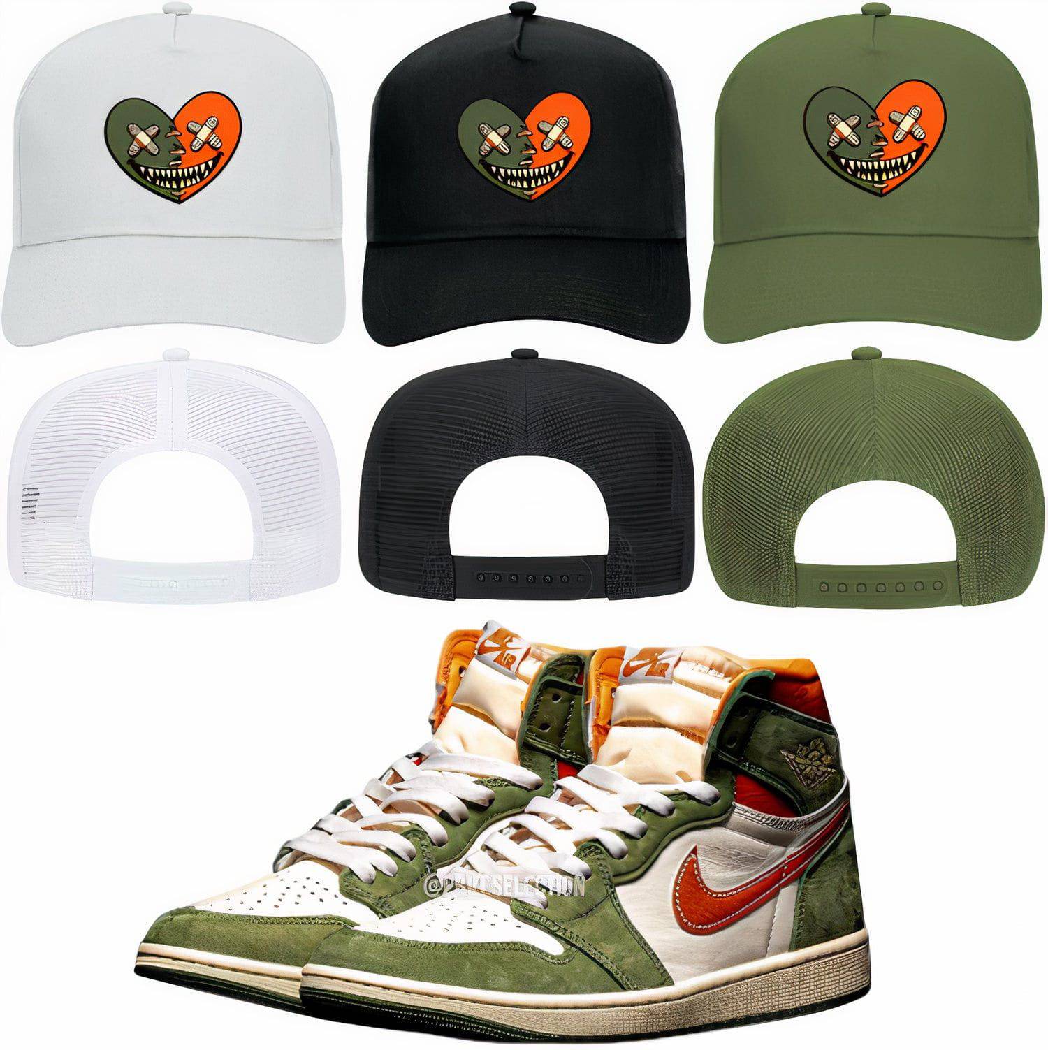 Celadon 1s Trucker Hats - Jordan 1 Celadon Trucker Hat - Heart Baws