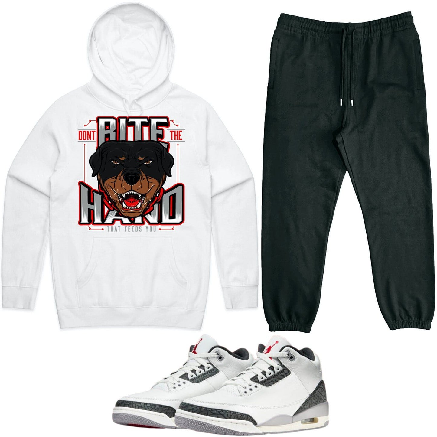 Cement Grey 3s Sneaker Outfits - Hoodie and Jogger - Bite