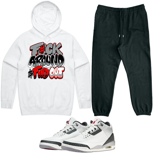 Cement Grey 3s Sneaker Outfits - Hoodie and Jogger - F#ck