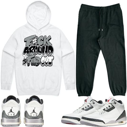 Cement Grey 3s Sneaker Outfits - Hoodie and Joggers - F#ck