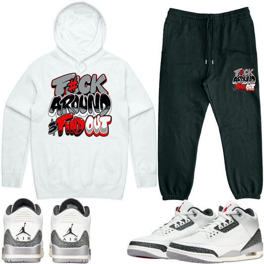 Cement Grey 3s Sneaker Outfits - Hoodie and Joggers Set - F#ck