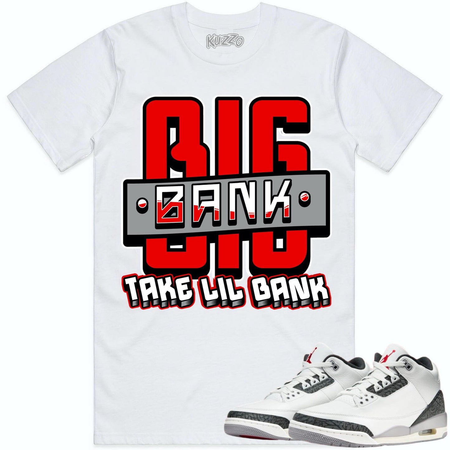 Cement Grey 3s Sneaker Tees - Shirt to Match - Big Bank