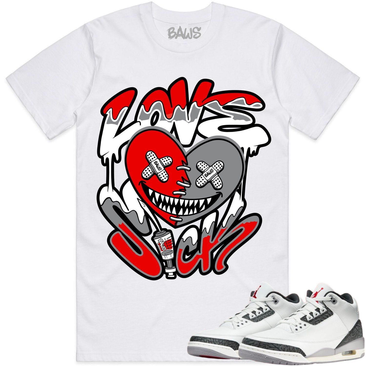 Cement Grey 3s Sneaker Tees - Shirts to Match - Love Sick