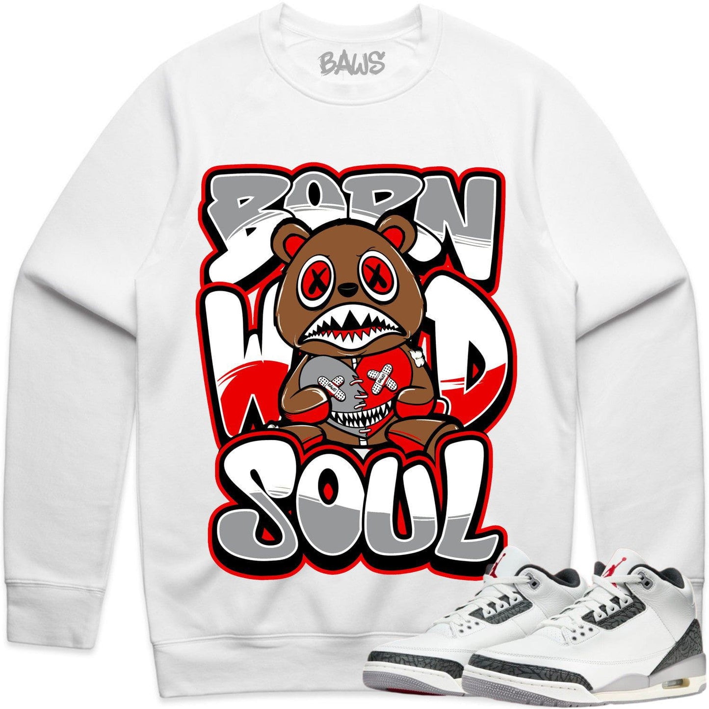 Cement Grey 3s Sweater - Crewnecks to Match - Born Wild