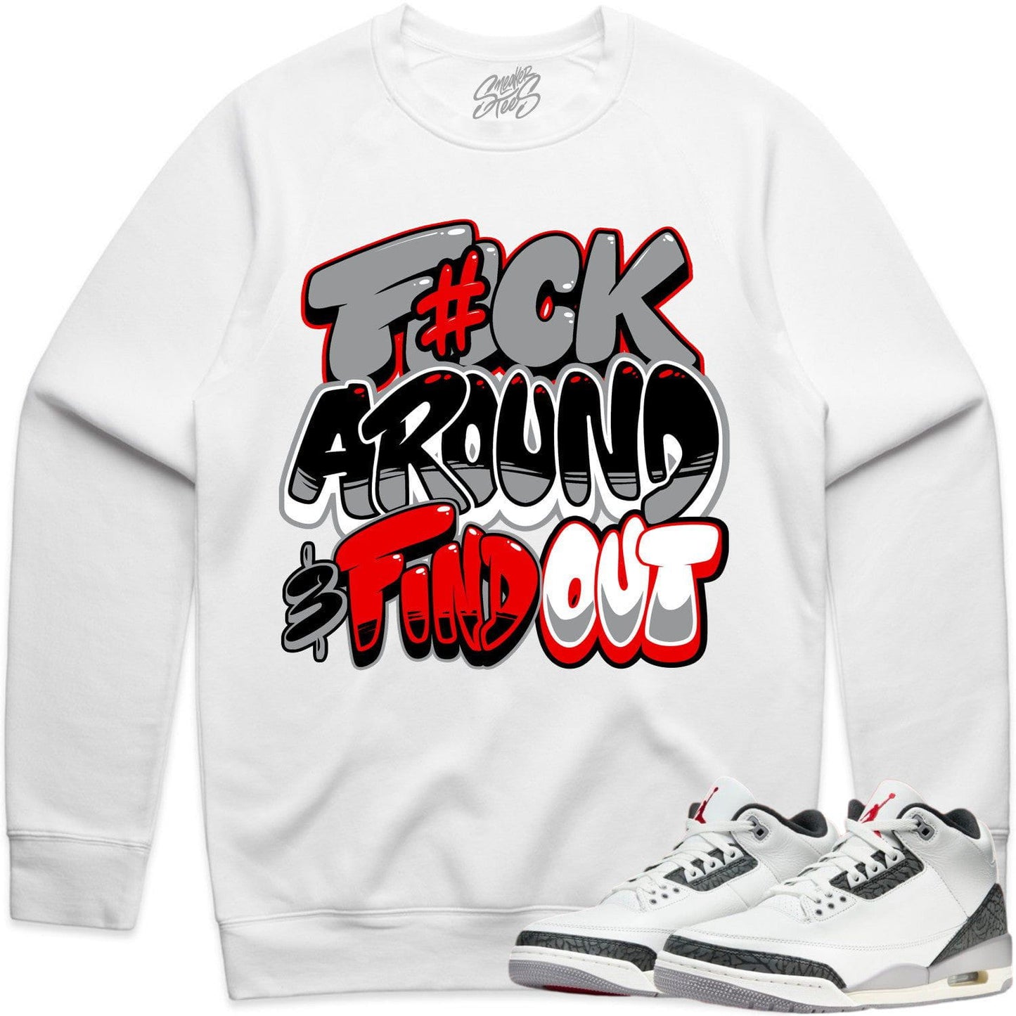 Cement Grey 3s Sweater to Match - Red F#ck