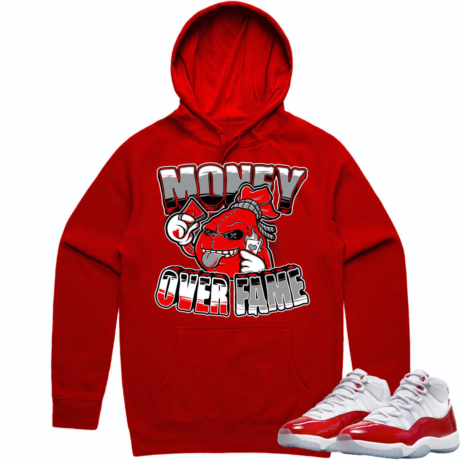 Cherry 11s Hoodie - Jordan Retro 11 Cherry Hoodie - Money over Fame