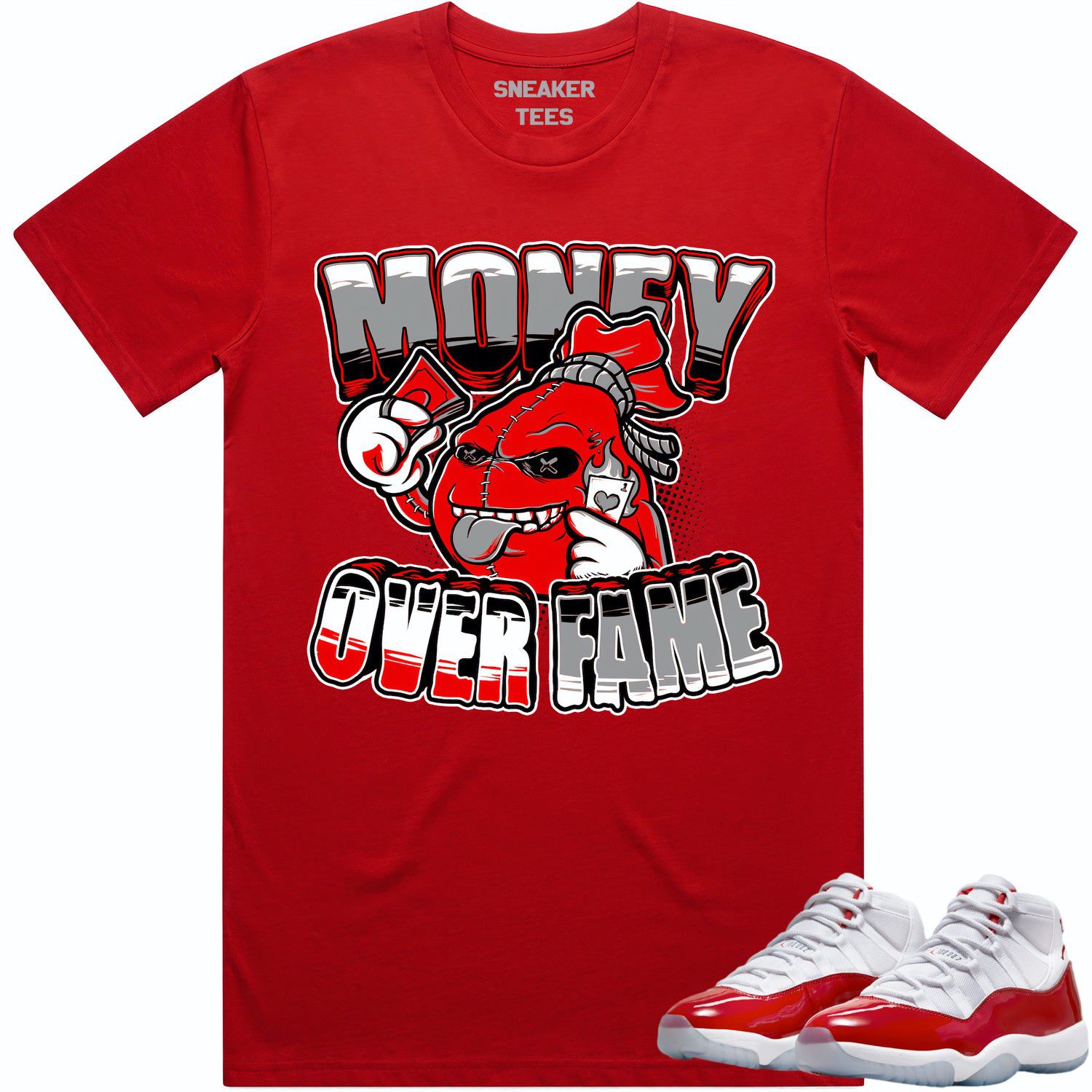 Cherry 11s Shirt - Jordan Retro 11 Cherry Shirts - Red Money over Fame