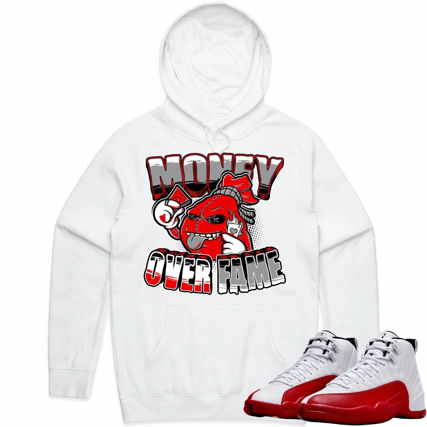 Cherry 12s Hoodie - Jordan Retro 12 Cherry Hoodie - Money over Fame
