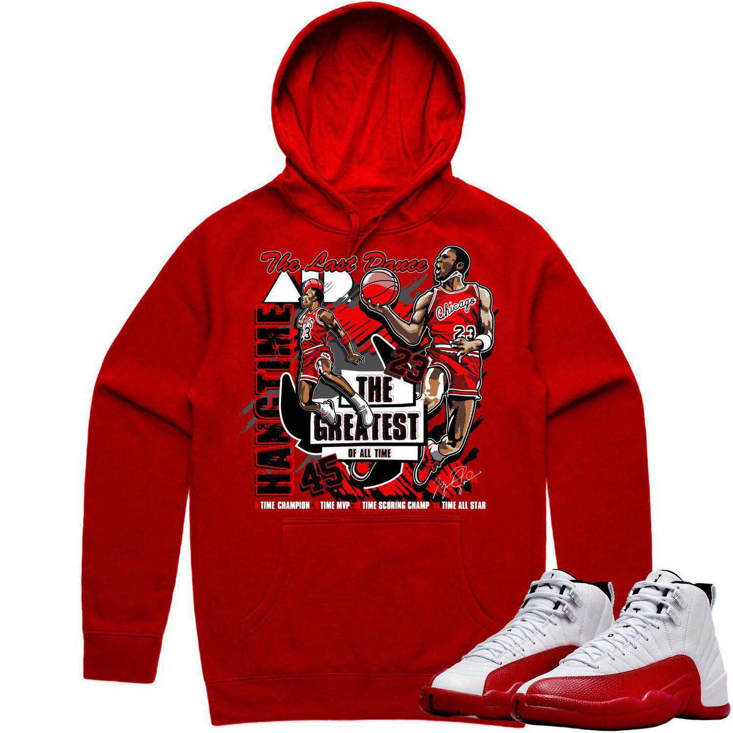 Cherry 12s Hoodie - Jordan Retro 12 Cherry Hoodie - Red Hangtime