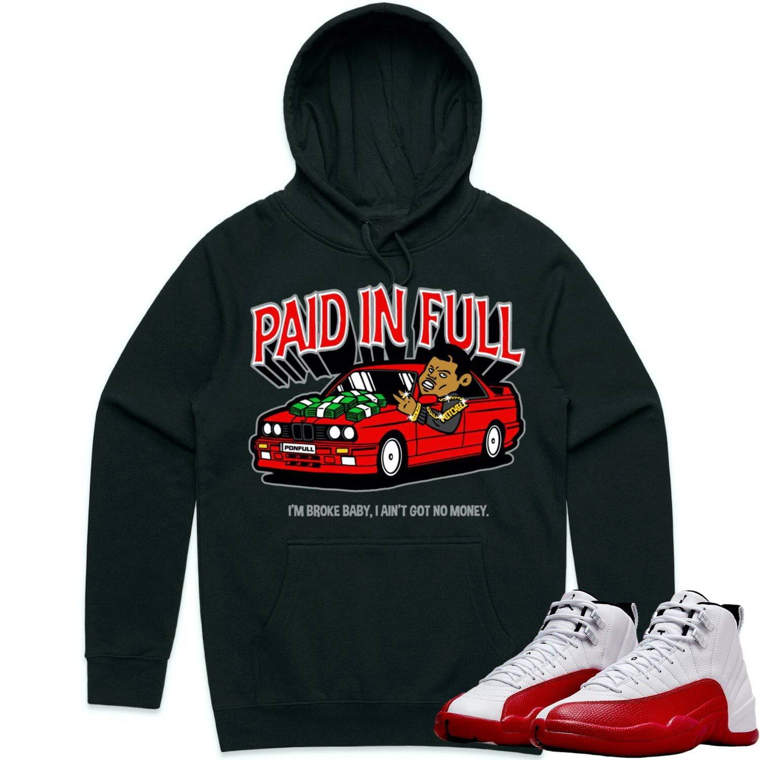 Cherry 12s Hoodie - Jordan Retro 12 Cherry Hoodie - Red Paid