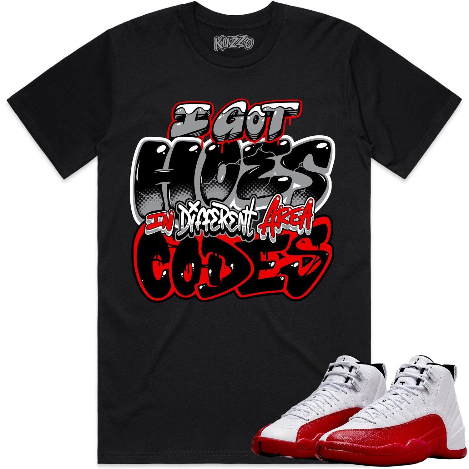 Cherry 12s Shirt - Jordan Retro 12 Cherry Shirts - Red Area Codes