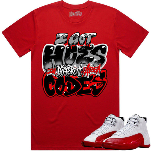 Cherry 12s Shirt - Jordan Retro 12 Cherry Shirts - Red Area Codes