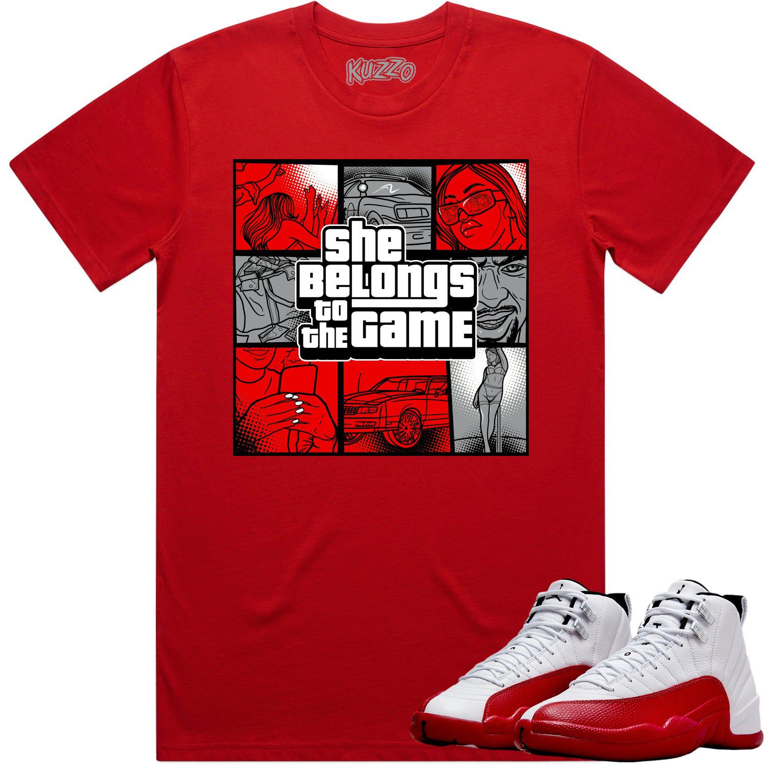 Cherry 12s Shirt - Jordan Retro 12 Cherry Shirts - Red Game