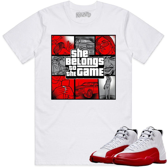 Cherry 12s Shirt - Jordan Retro 12 Cherry Shirts - Red Game